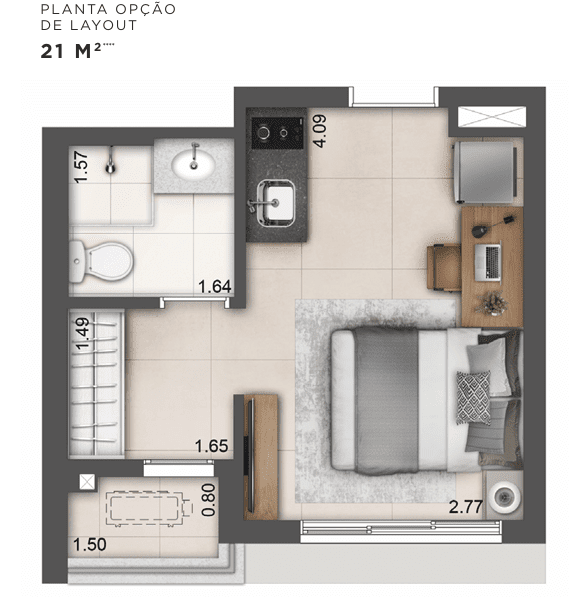 Go Balkon Campo Belo 6 Residenciais Go Balcon planta studio min