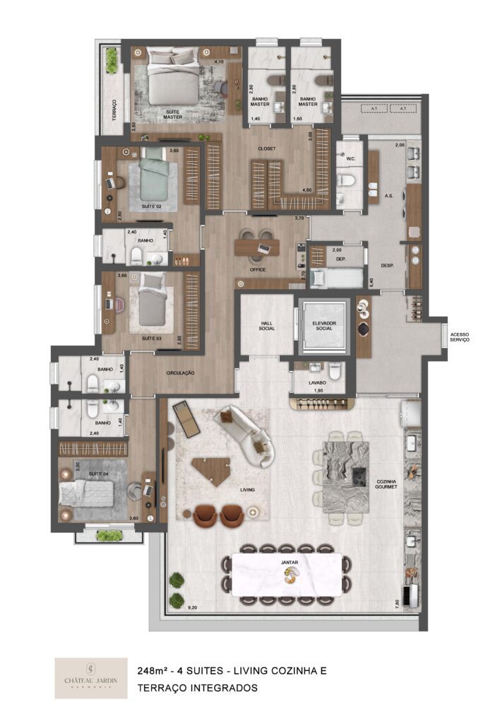 Harmonie 248m² 4 Suites Living cozinha e terraco integrados.jpg